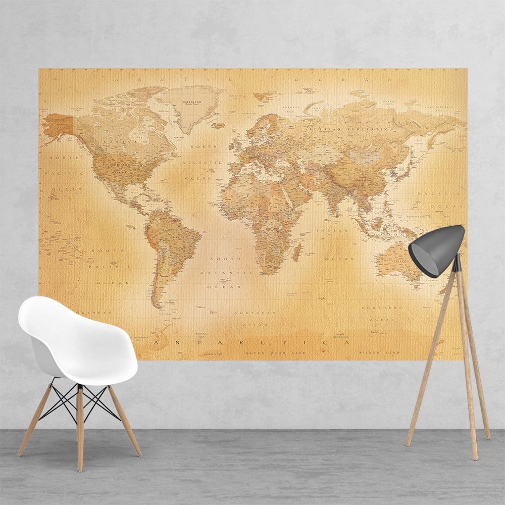 World Classic Wall Map Mural With Images World Map Mu 5017