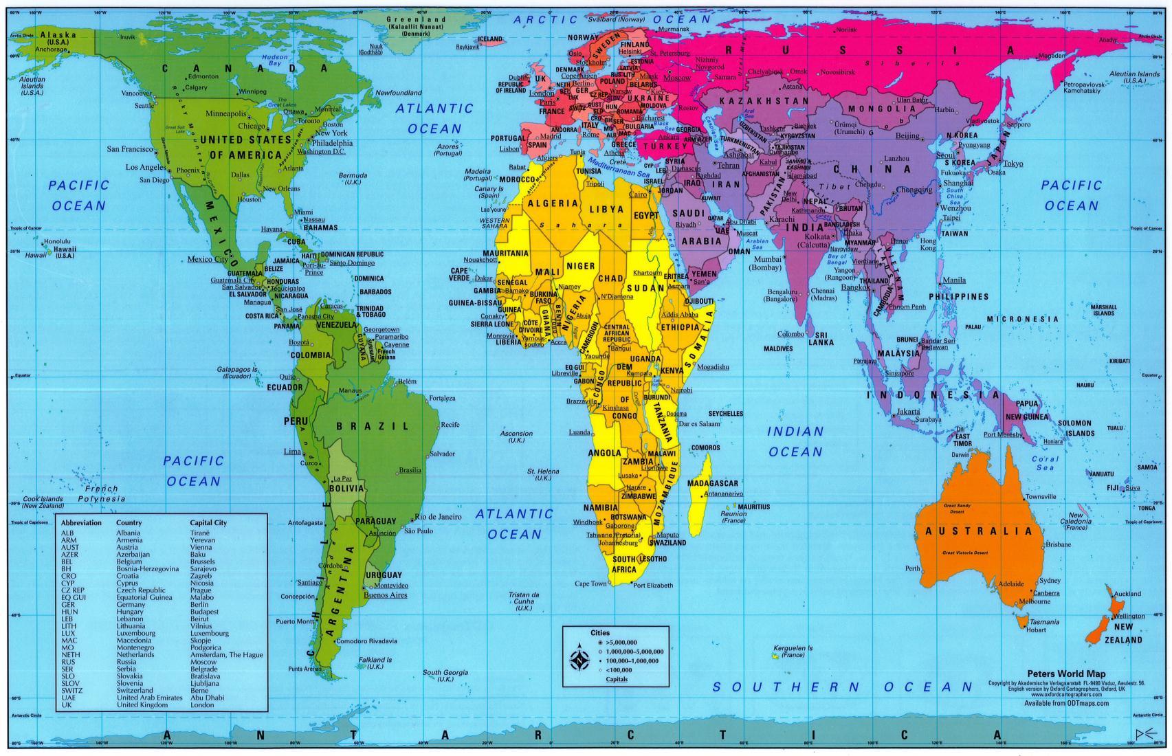 Peters Projection World Map