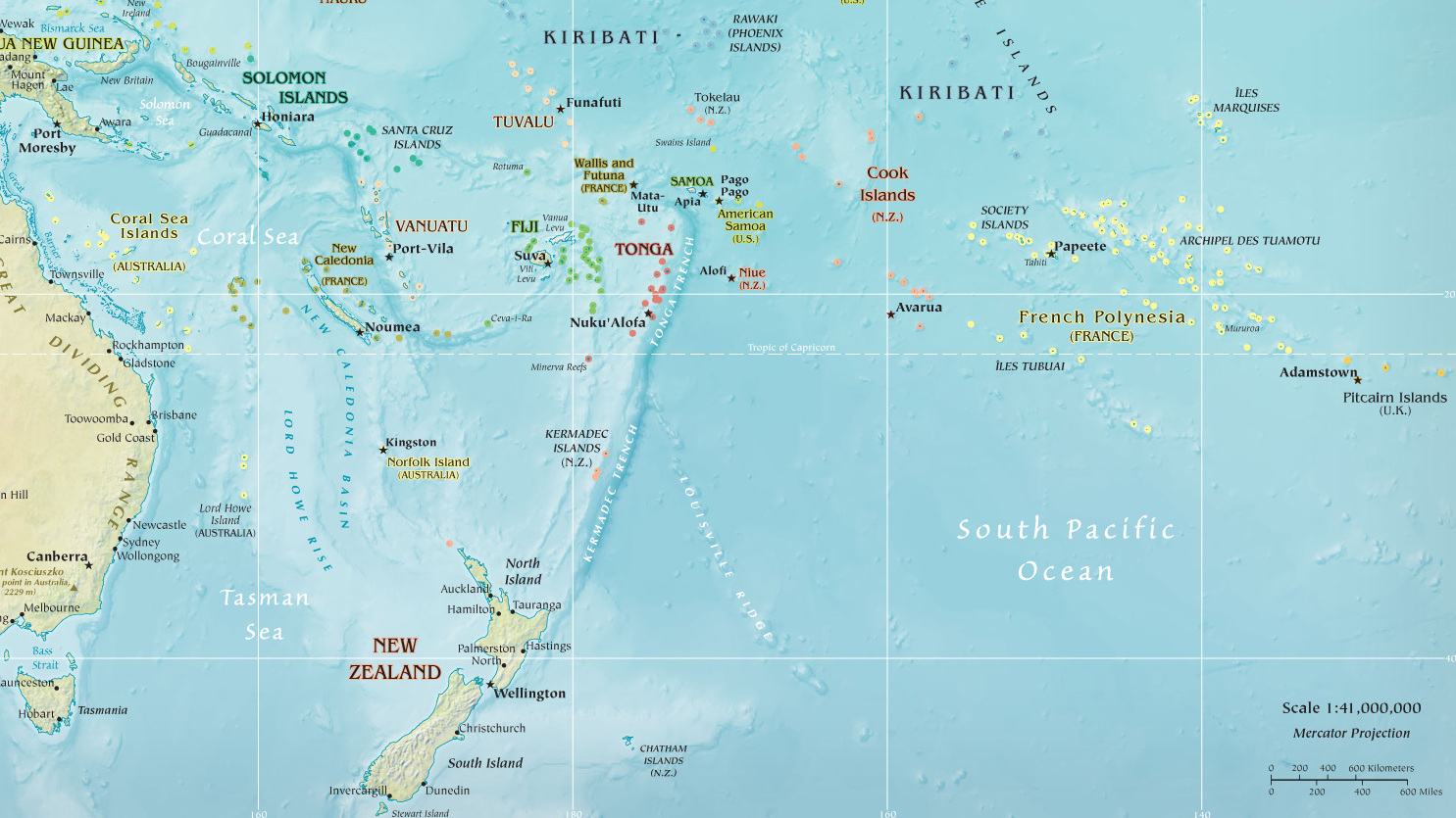 World Map Pacific Islands Cities And Towns Map - Bank2home.com